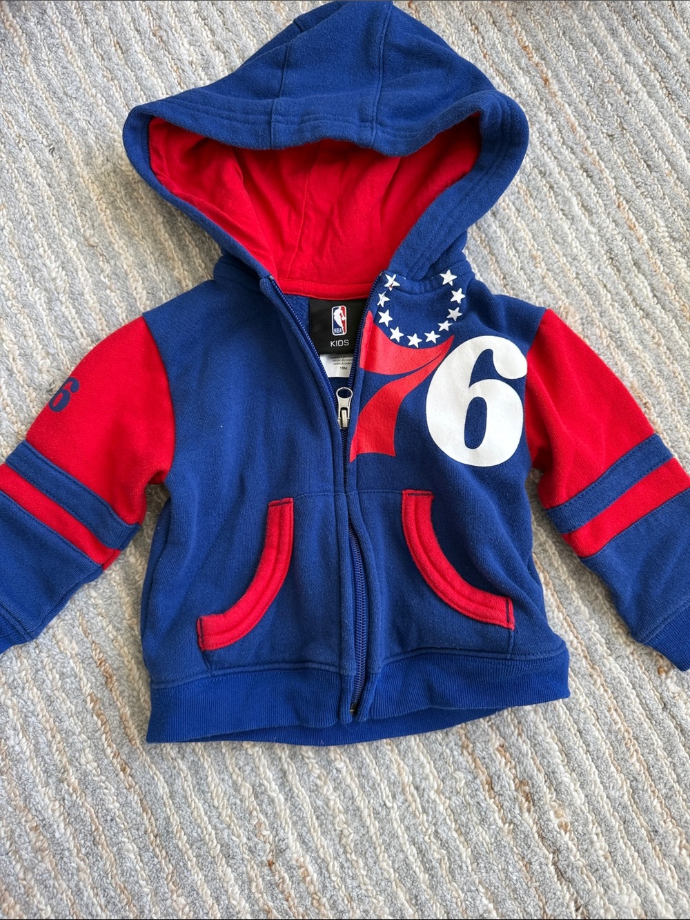 NBA Kids Blue and Red Full-Zip Hoodie with 76ers Logo
